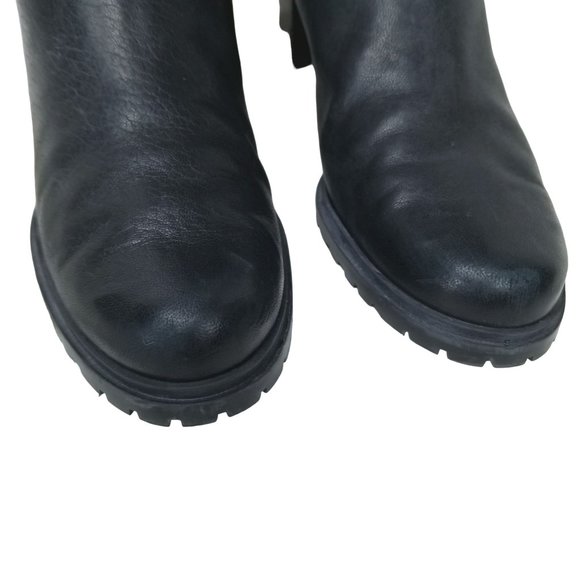 Stuart Weitzman Tall Black Leather Buckle Heeled Riding Boots size 8.5 - Picture 7 of 15